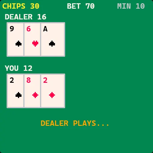 Blackjack gameplay screenshot